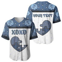 Personalized XOXO Valentine's Day Baseball Jersey Pieces Of The Heart Old Denim Fabric Effect