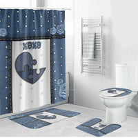 XOXO Valentine's Day Bathroom Set Pieces Of The Heart Old Denim Fabric Effect