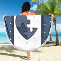 XOXO Valentine's Day Beach Blanket Pieces Of The Heart Old Denim Fabric Effect