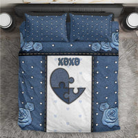 XOXO Valentine's Day Bedding Set Pieces Of The Heart Old Denim Fabric Effect