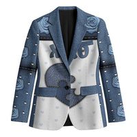 Personalized XOXO Valentine's Day Blazer Pieces Of The Heart Old Denim Fabric Effect