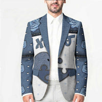 Personalized XOXO Valentine's Day Blazer Pieces Of The Heart Old Denim Fabric Effect