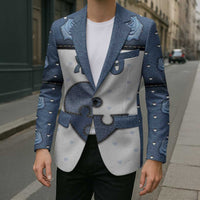 Personalized XOXO Valentine's Day Blazer Pieces Of The Heart Old Denim Fabric Effect