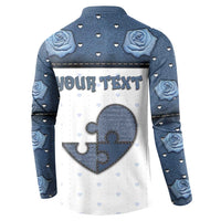 Personalized XOXO Valentine's Day Button Sweatshirt Pieces Of The Heart Old Denim Fabric Effect