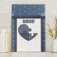 XOXO Valentine's Day Canvas Wall Art Pieces Of The Heart Old Denim Fabric Effect