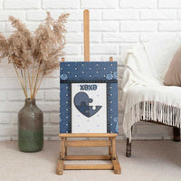 XOXO Valentine's Day Canvas Wall Art Pieces Of The Heart Old Denim Fabric Effect