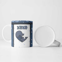 Personalized XOXO Valentine's Day Ceramic Mug Pieces Of The Heart Old Denim Fabric Effect
