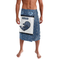 Personalized XOXO Valentine's Day Lavalava Pieces Of The Heart Old Denim Fabric Effect