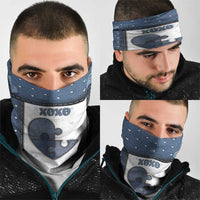 XOXO Valentine's Day Neck Gaiter Pieces Of The Heart Old Denim Fabric Effect