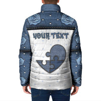Personalized XOXO Valentine's Day Padded Jacket Pieces Of The Heart Old Denim Fabric Effect