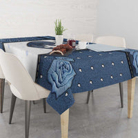 XOXO Valentine's Day Tablecloth Pieces Of The Heart Old Denim Fabric Effect