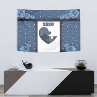 XOXO Valentine's Day Tapestry Pieces Of The Heart Old Denim Fabric Effect