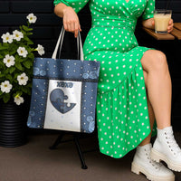 XOXO Valentine's Day Tote Bag Pieces Of The Heart Old Denim Fabric Effect