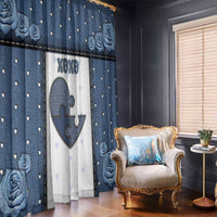 XOXO Valentine's Day Window Curtain Pieces Of The Heart Old Denim Fabric Effect