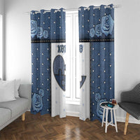 XOXO Valentine's Day Window Curtain Pieces Of The Heart Old Denim Fabric Effect