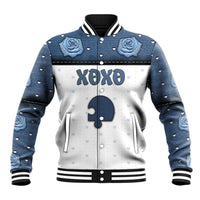 Personalized XOXO Valentine's Day Baseball Jacket Remaining Piece Old Denim Fabric Effect