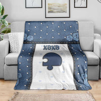 XOXO Valentine's Day Blanket Remaining Piece Old Denim Fabric Effect