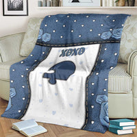 XOXO Valentine's Day Blanket Remaining Piece Old Denim Fabric Effect