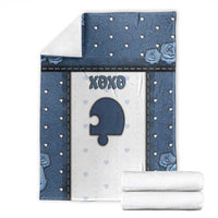 XOXO Valentine's Day Blanket Remaining Piece Old Denim Fabric Effect