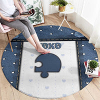 XOXO Valentine's Day Round Carpet Remaining Piece Old Denim Fabric Effect