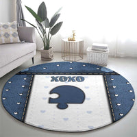 XOXO Valentine's Day Round Carpet Remaining Piece Old Denim Fabric Effect