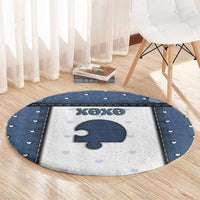 XOXO Valentine's Day Round Carpet Remaining Piece Old Denim Fabric Effect
