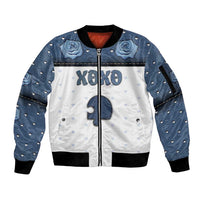 Personalized XOXO Valentine's Day Sleeve Zip Bomber Jacket Remaining Piece Old Denim Fabric Effect