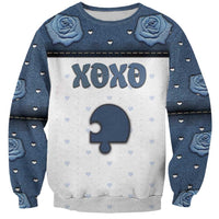 Personalized XOXO Valentine's Day Sweatshirt Remaining Piece Old Denim Fabric Effect