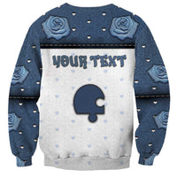 Personalized XOXO Valentine's Day Sweatshirt Remaining Piece Old Denim Fabric Effect