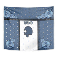 XOXO Valentine's Day Tapestry Remaining Piece Old Denim Fabric Effect