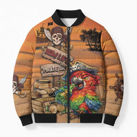 Personalized Drunken Pirate Parrot Bomber Puffer Jacket Tropical Vibe
