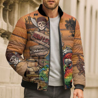 Personalized Drunken Pirate Parrot Bomber Puffer Jacket Tropical Vibe