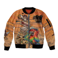 Personalized Drunken Pirate Parrot Sleeve Zip Bomber Jacket Tropical Vibe