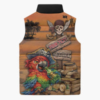 Personalized Drunken Pirate Parrot Sleeveless Puffer Jacket Tropical Vibe