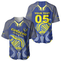 Custom Curacao Football Baseball Jersey Blue Wave Geometric Caribbean Sports Motif