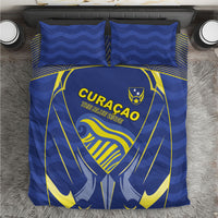Curacao Football Bedding Set Blue Wave Geometric Caribbean Sports Motif