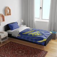 Curacao Football Bedding Set Blue Wave Geometric Caribbean Sports Motif