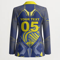 Custom Curacao Football Blazer Blue Wave Geometric Caribbean Sports Motif