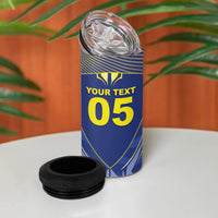 Custom Curacao Football 4 in 1 Can Cooler Tumbler Blue Wave Geometric Caribbean Sports Motif