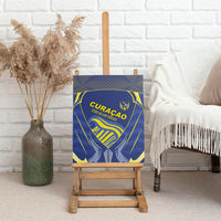 Curacao Football Canvas Wall Art Blue Wave Geometric Caribbean Sports Motif