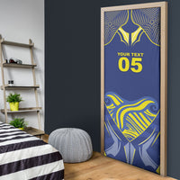 Custom Curacao Football Door Cover Blue Wave Geometric Caribbean Sports Motif