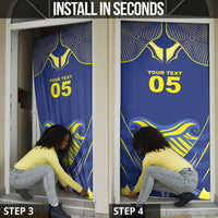 Custom Curacao Football Door Cover Blue Wave Geometric Caribbean Sports Motif