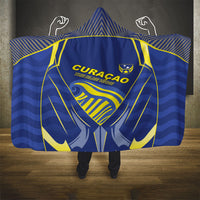 Curacao Football Hooded Blanket Blue Wave Geometric Caribbean Sports Motif
