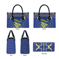 Curacao Football Leather Bag Blue Wave Geometric Caribbean Sports Motif