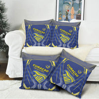 Curacao Football Pillow Cover Blue Wave Geometric Caribbean Sports Motif