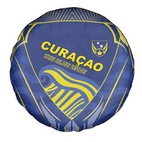 Curacao Football Spare Tire Cover Blue Wave Geometric Caribbean Sports Motif