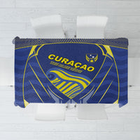 Curacao Football Tablecloth Blue Wave Geometric Caribbean Sports Motif