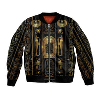 Egypt Cartouche Bomber Jacket Gold Pharaoh Hieroglyphics Patterns