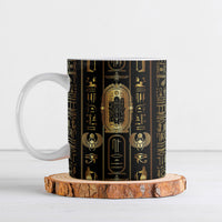 Egypt Cartouche Ceramic Mug Gold Pharaoh Hieroglyphics Patterns