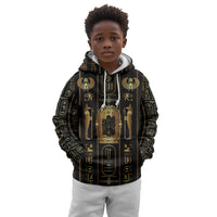 Egypt Cartouche Kid Hoodie Gold Pharaoh Hieroglyphics Patterns
